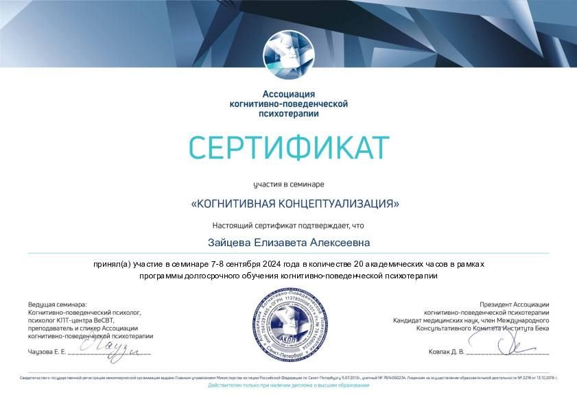 Диплом или сертификат Лизы Зайцевой, документ 18