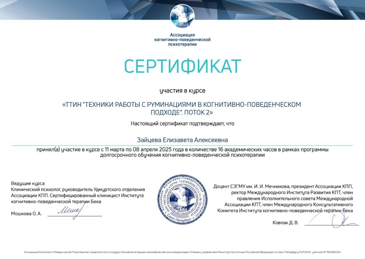 Диплом или сертификат Лизы Зайцевой, документ 22