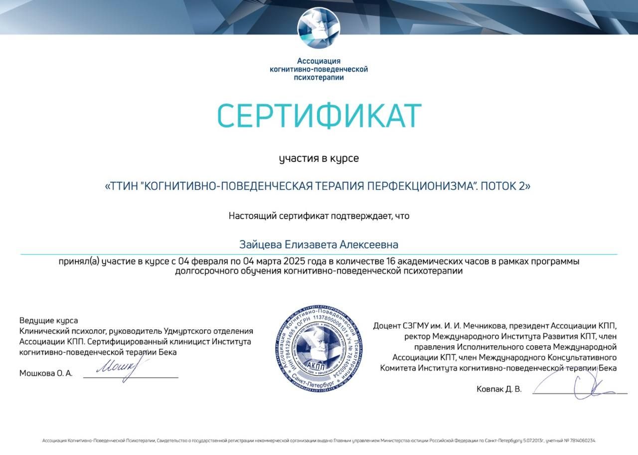 Диплом или сертификат Лизы Зайцевой, документ 27